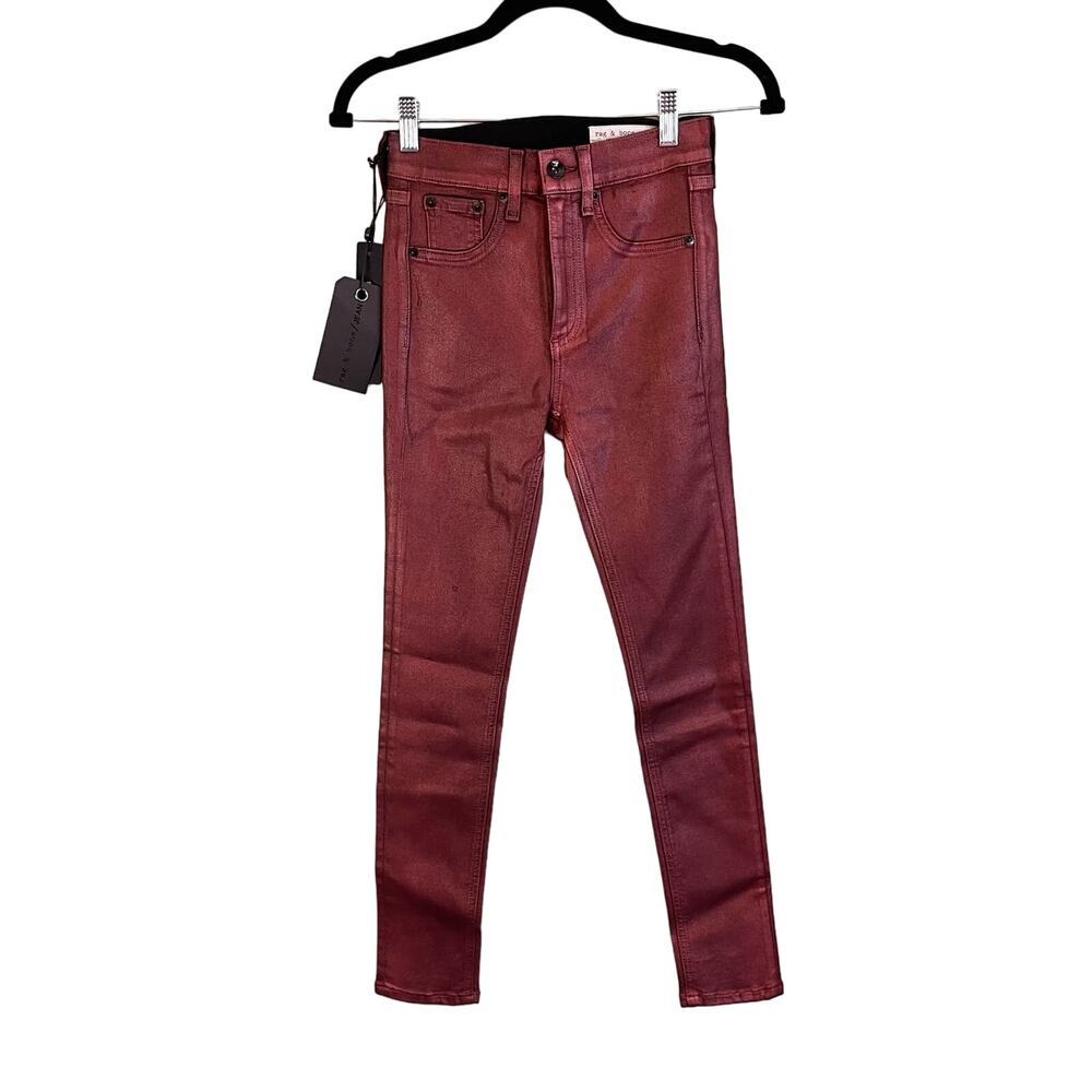 Rag & Bone Redmet Metallic Ankle High Rise Skinny Pants Size 24 NWT